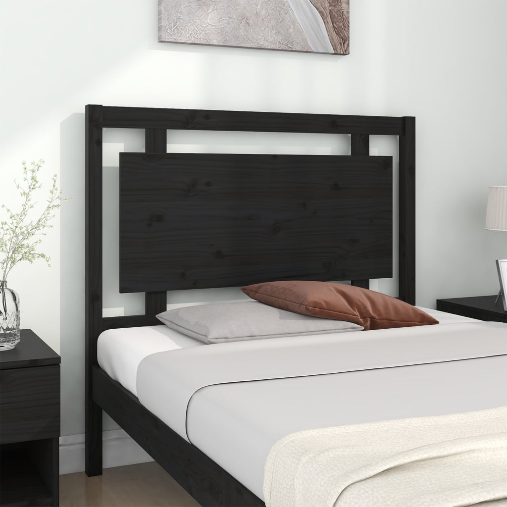 vidaXL Cabecero de cama madera maciza de pino negro 105,5x4x100 cm