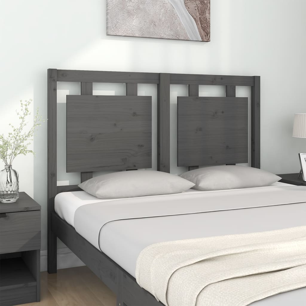 vidaXL Cabecero de cama madera maciza de pino gris 125,5x4x100 cm