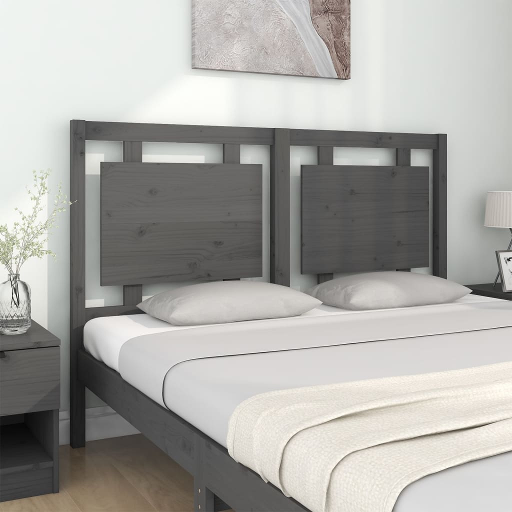 vidaXL Cabecero de cama madera maciza de pino gris 145,5x4x100 cm