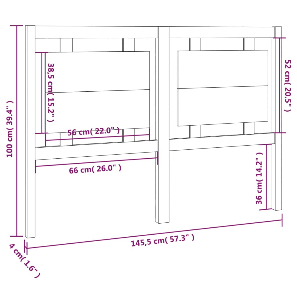 vidaXL Cabecero de cama madera maciza de pino gris 145,5x4x100 cm