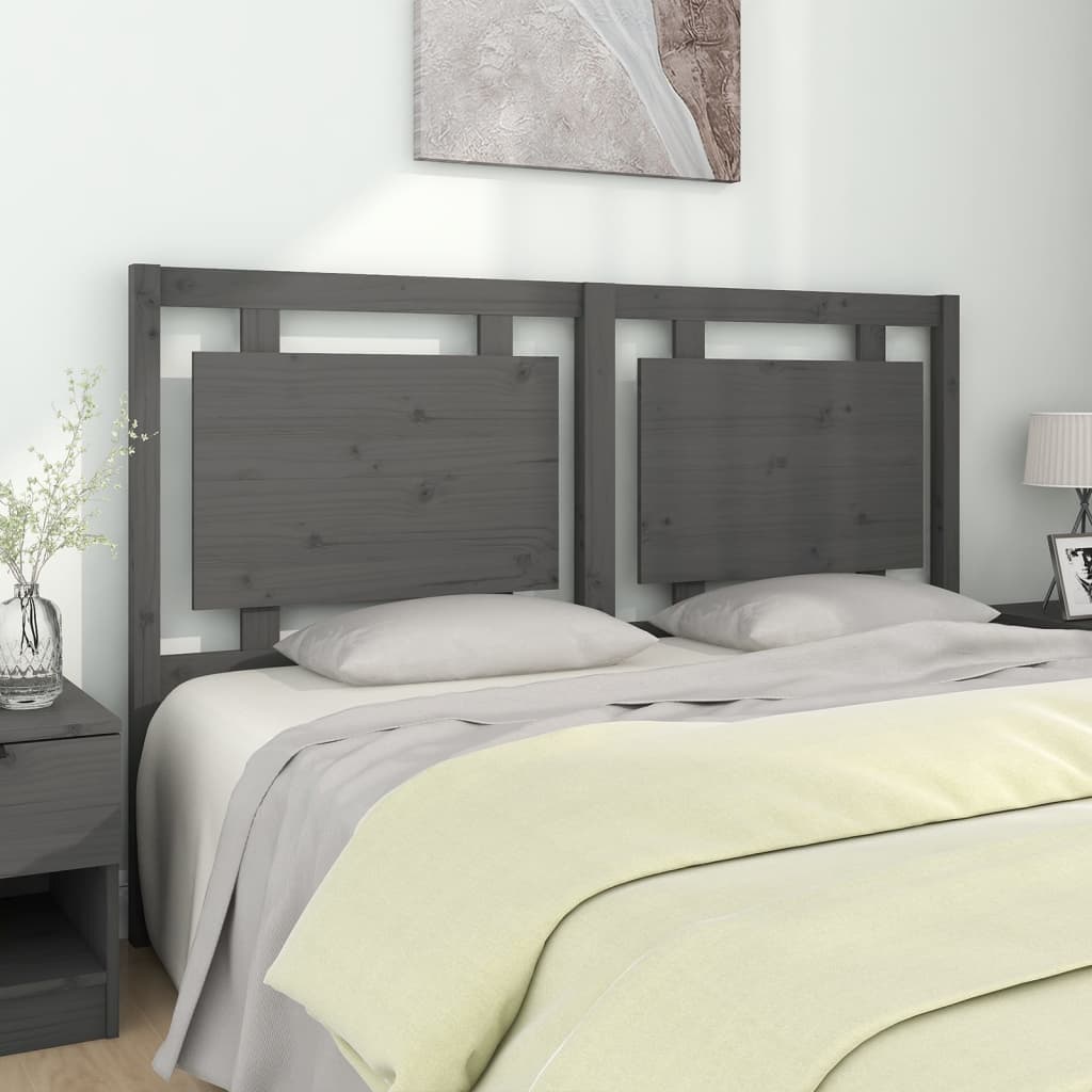 vidaXL Cabecero de cama madera maciza de pino gris 155,5x4x100 cm