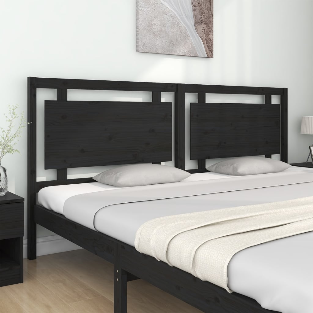 vidaXL Cabecero de cama madera maciza de pino negro 205,5x4x100 cm