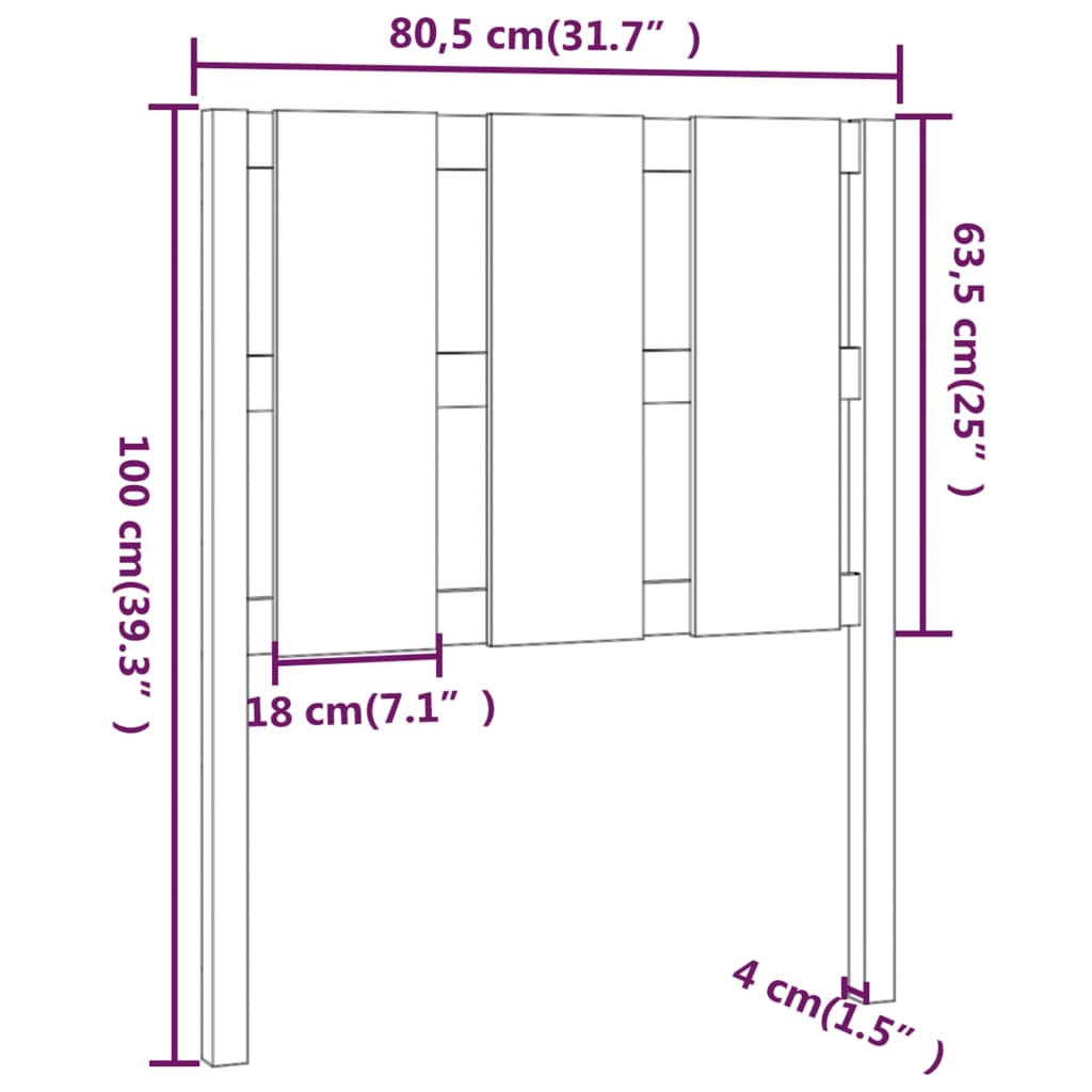 vidaXL Cabecero de cama madera maciza de pino blanco 80,5x4x100 cm