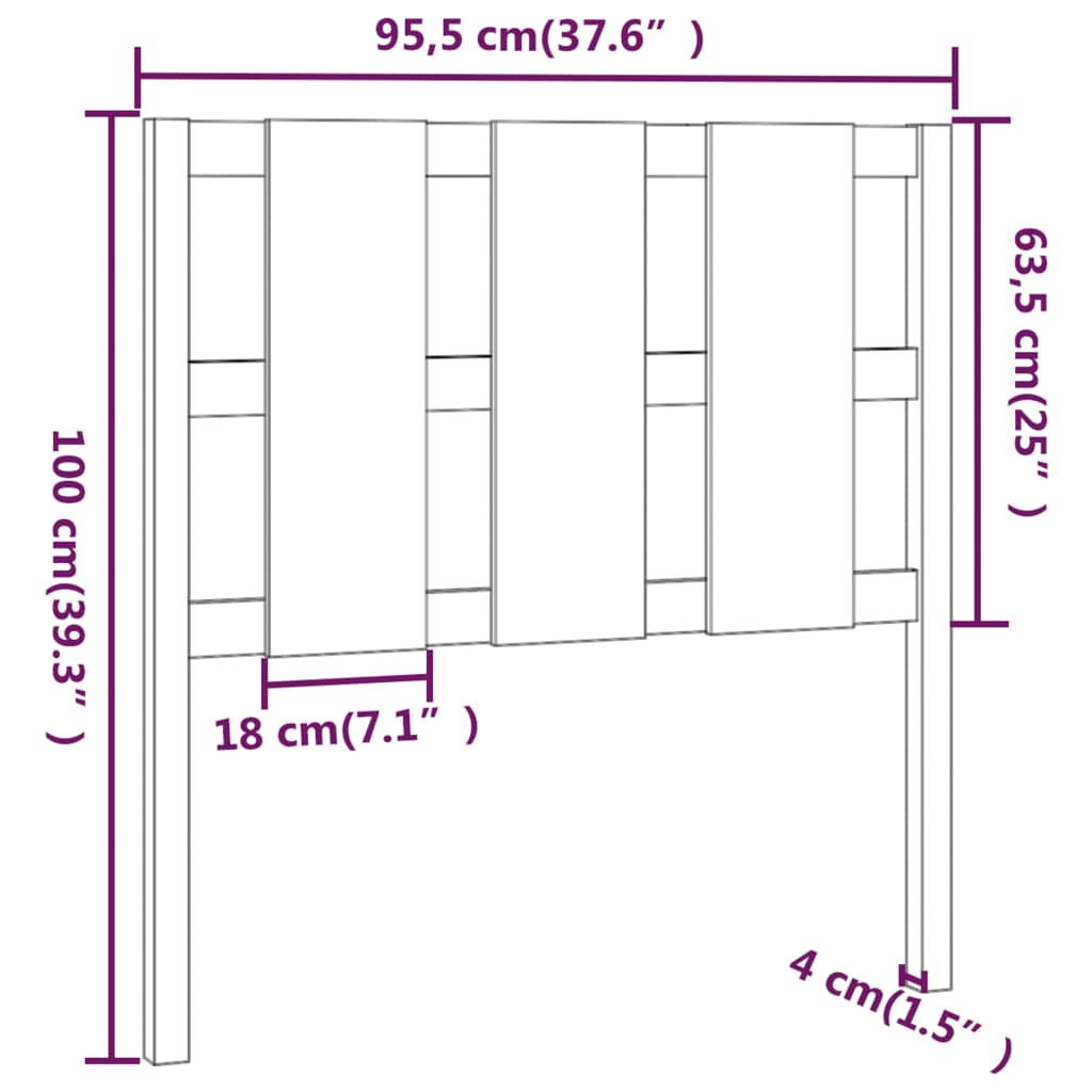 vidaXL Cabecero de cama madera maciza de pino 95,5x4x100 cm