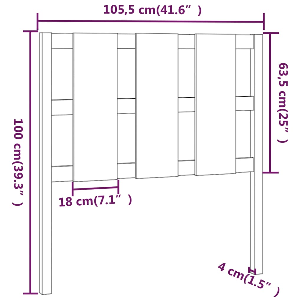 vidaXL Cabecero de cama madera maciza de pino gris 105,5x4x100 cm