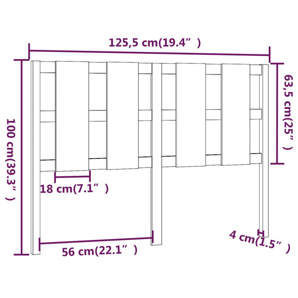 vidaXL Cabecero de cama madera maciza de pino blanco 125,5x4x100 cm