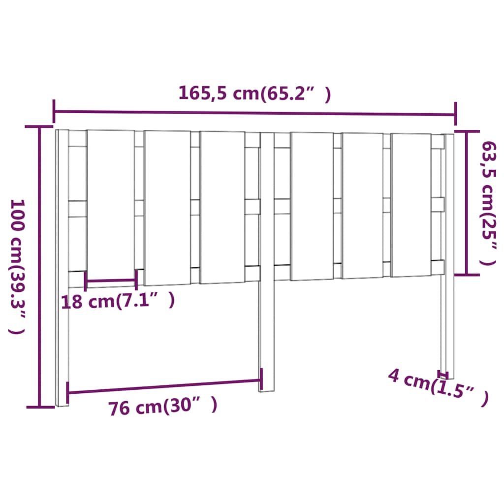 vidaXL Cabecero de cama madera maciza de pino blanco 165,5x4x100 cm