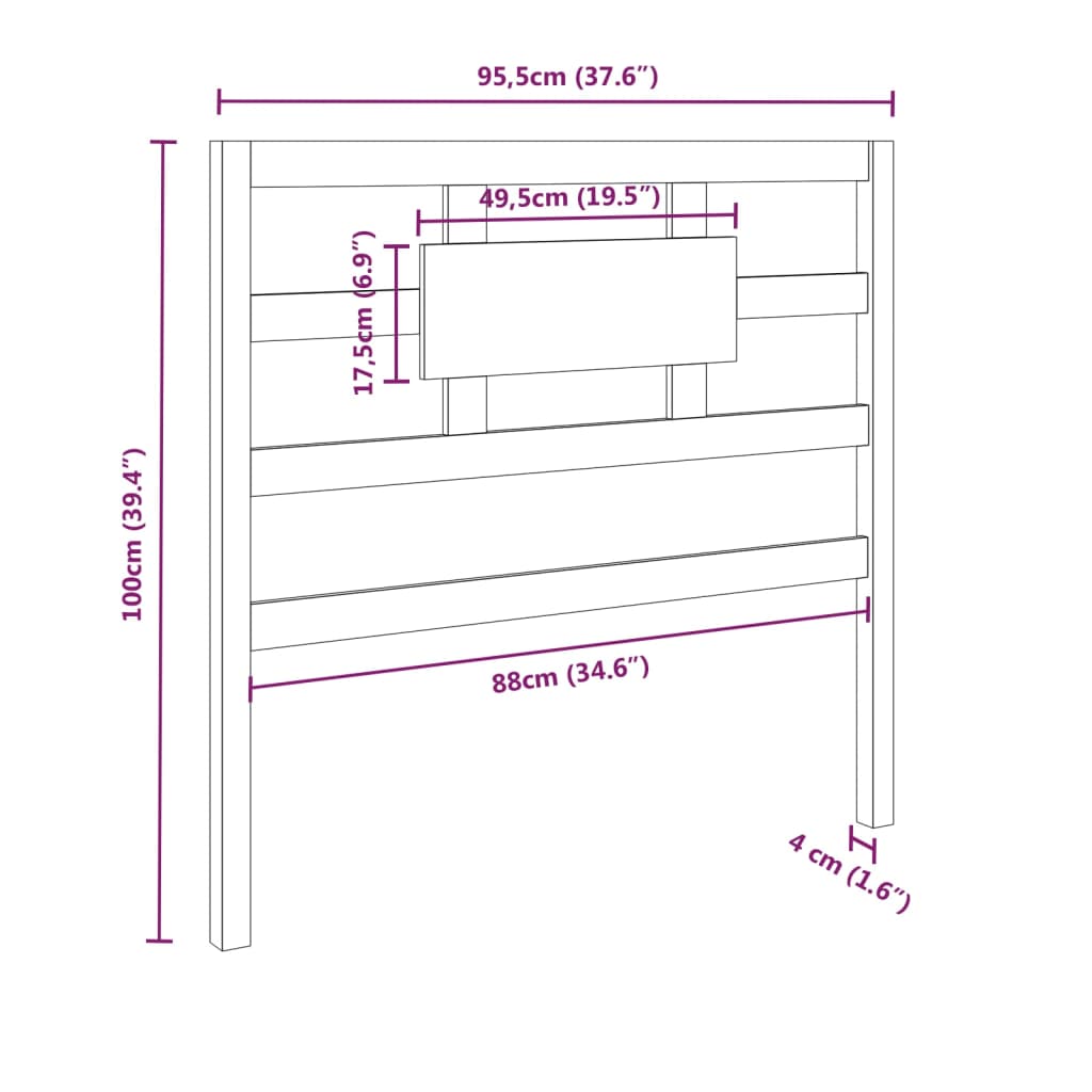 vidaXL Cabecero de cama madera maciza de pino 95,5x4x100 cm