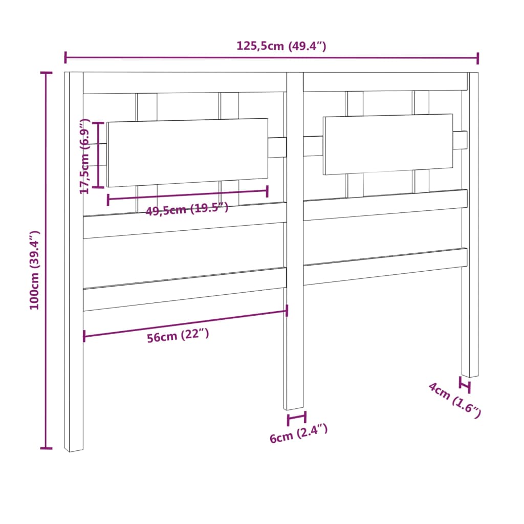 vidaXL Cabecero de cama madera maciza de pino blanco 125,5x4x100 cm