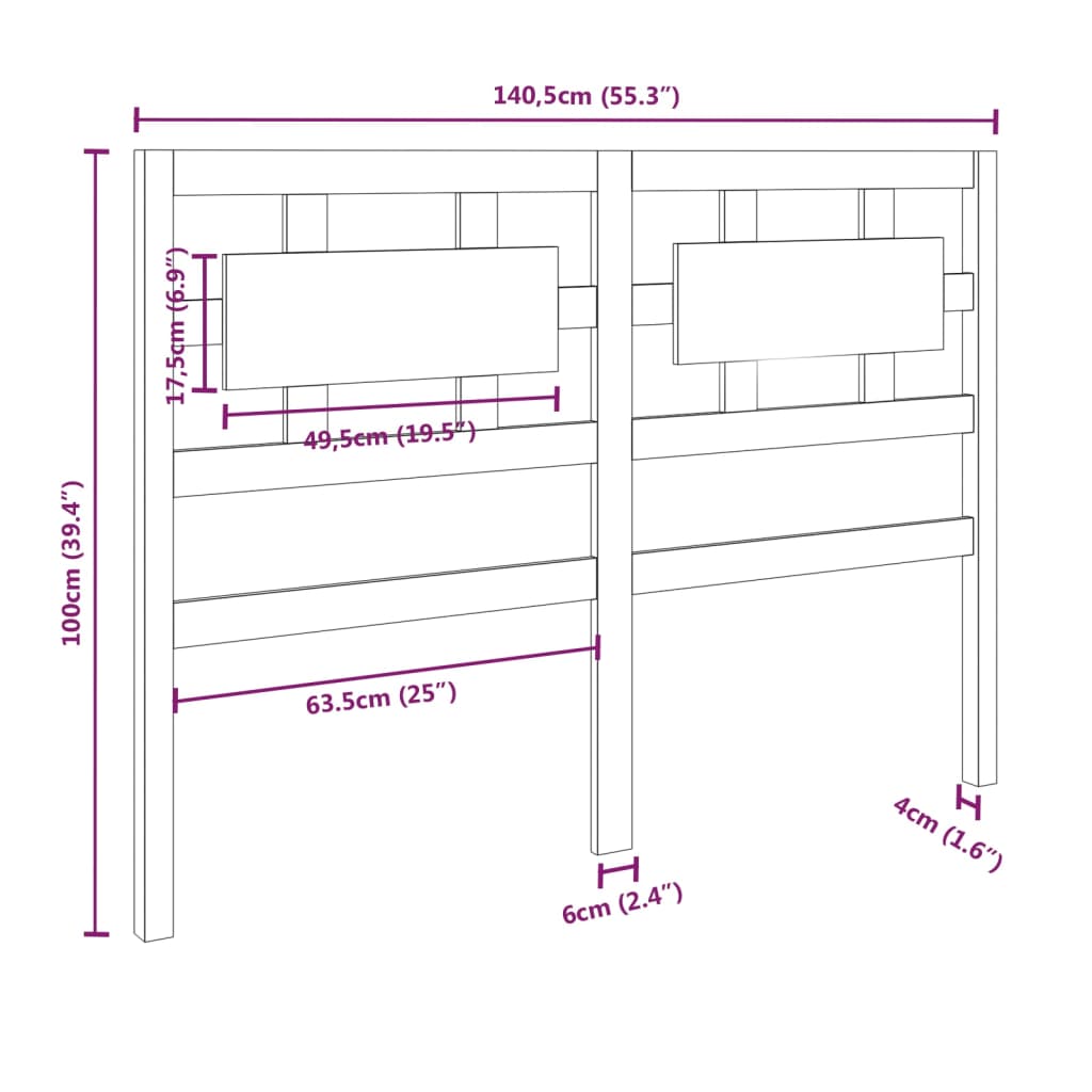 vidaXL Cabecero de cama madera maciza de pino blanco 140,5x4x100 cm