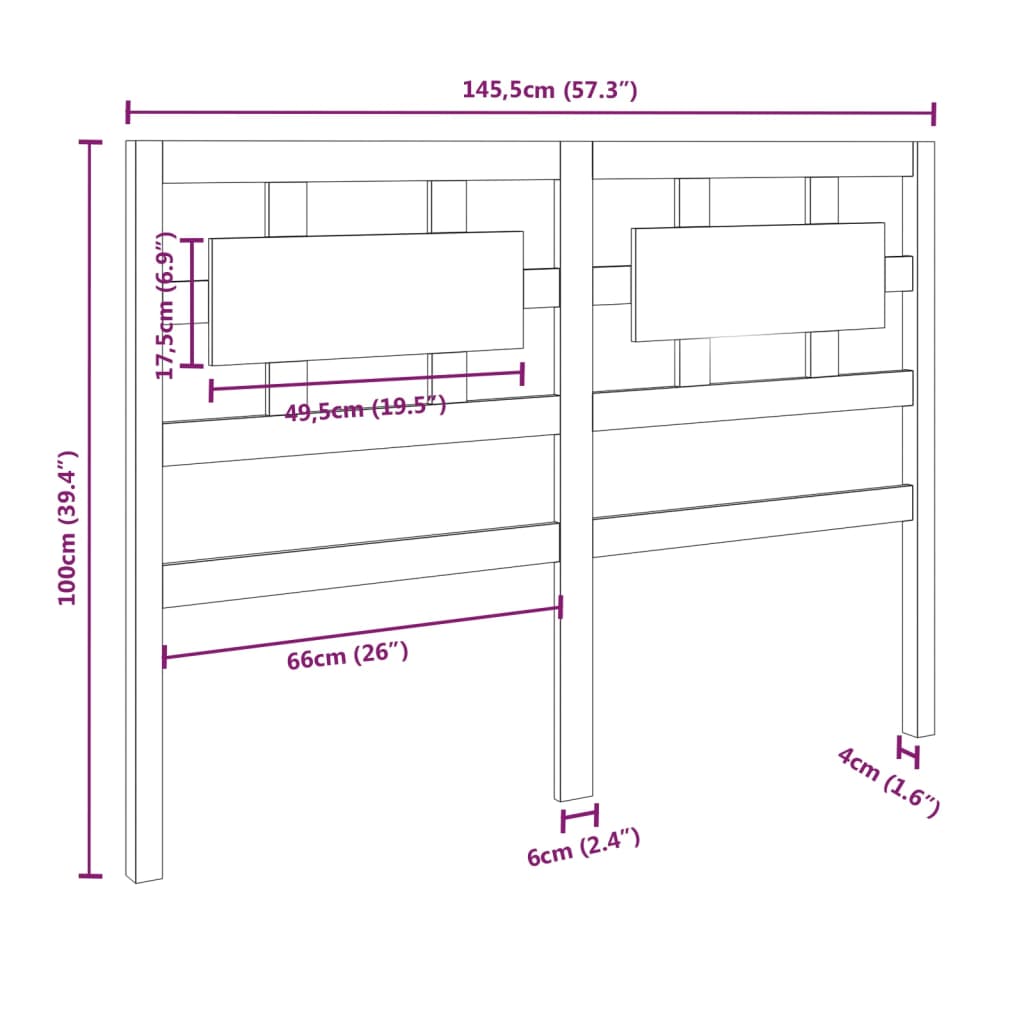 vidaXL Cabecero de cama madera maciza de pino blanco 145,5x4x100 cm