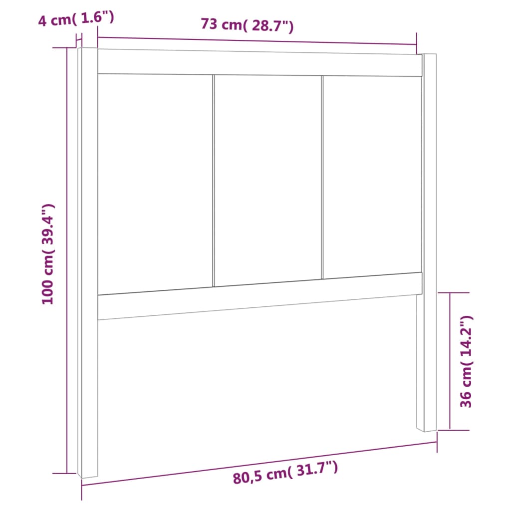 vidaXL Cabecero de cama madera maciza de pino blanco 80,5x4x100 cm