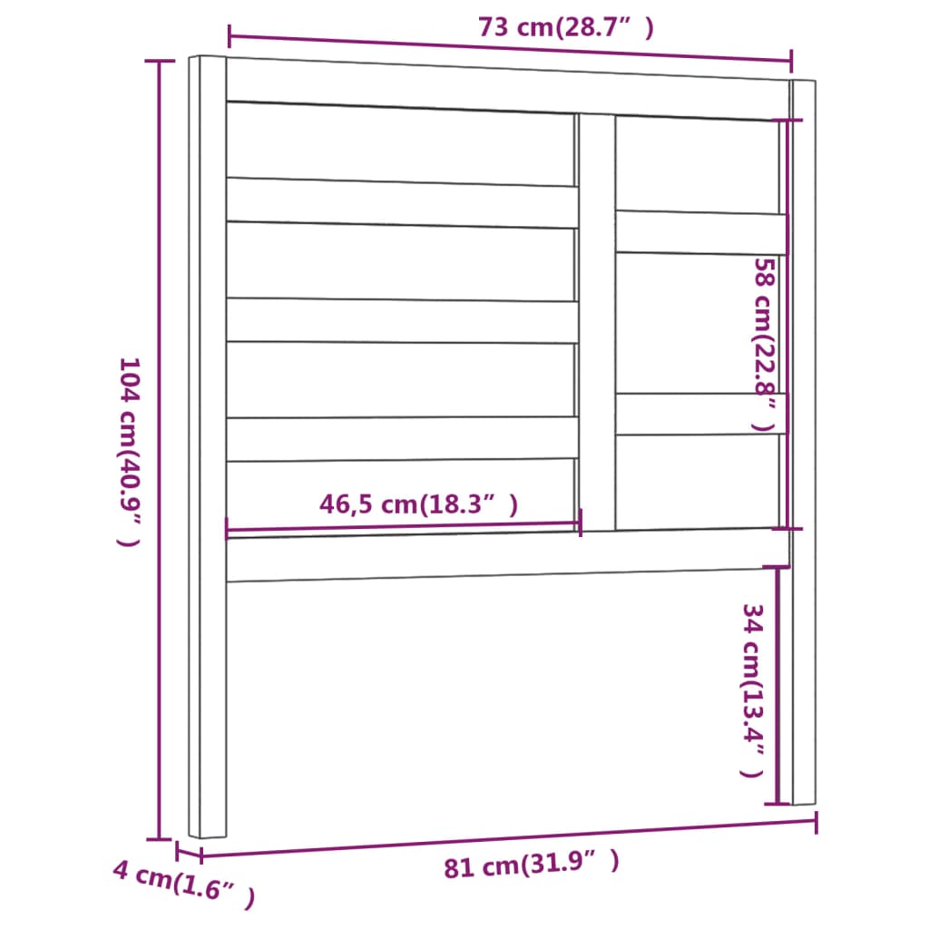 vidaXL Cabecero de cama madera maciza de pino blanco 81x4x104 cm