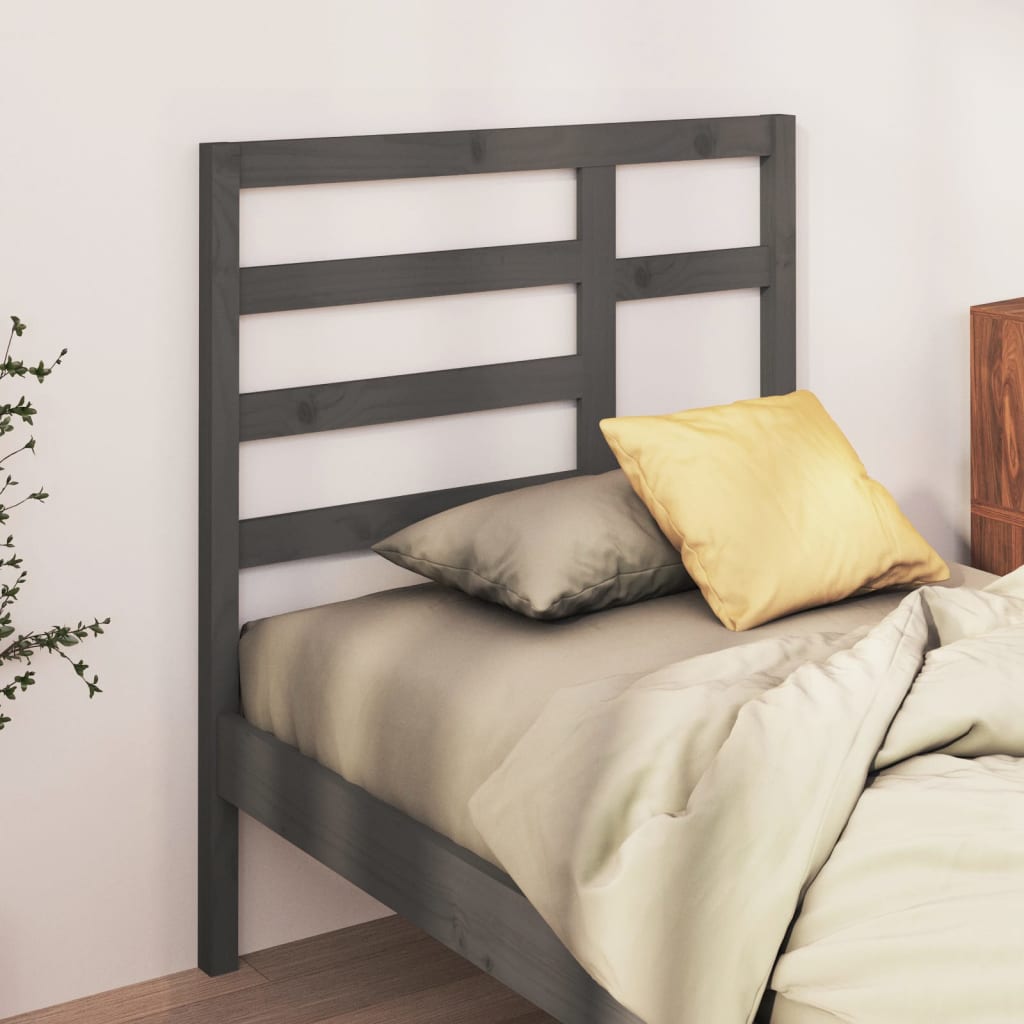 vidaXL Cabecero de cama madera maciza de pino gris 96x4x104 cm