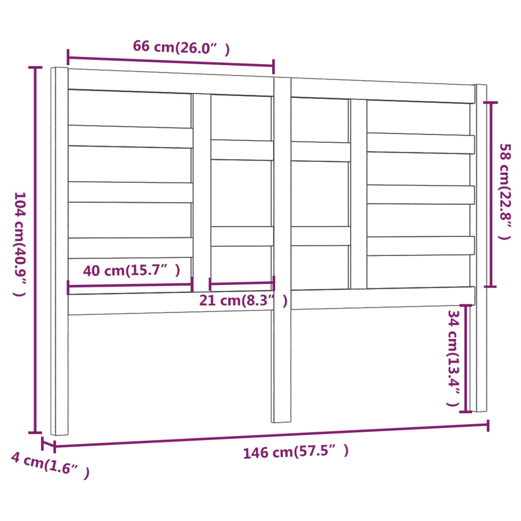 vidaXL Cabecero de cama madera maciza de pino gris 146x4x104 cm