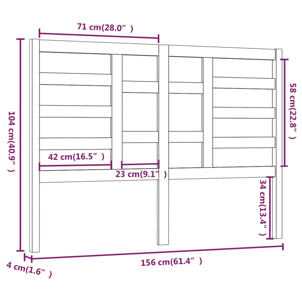 vidaXL Cabecero de cama madera maciza de pino marrón miel 156x4x104 cm