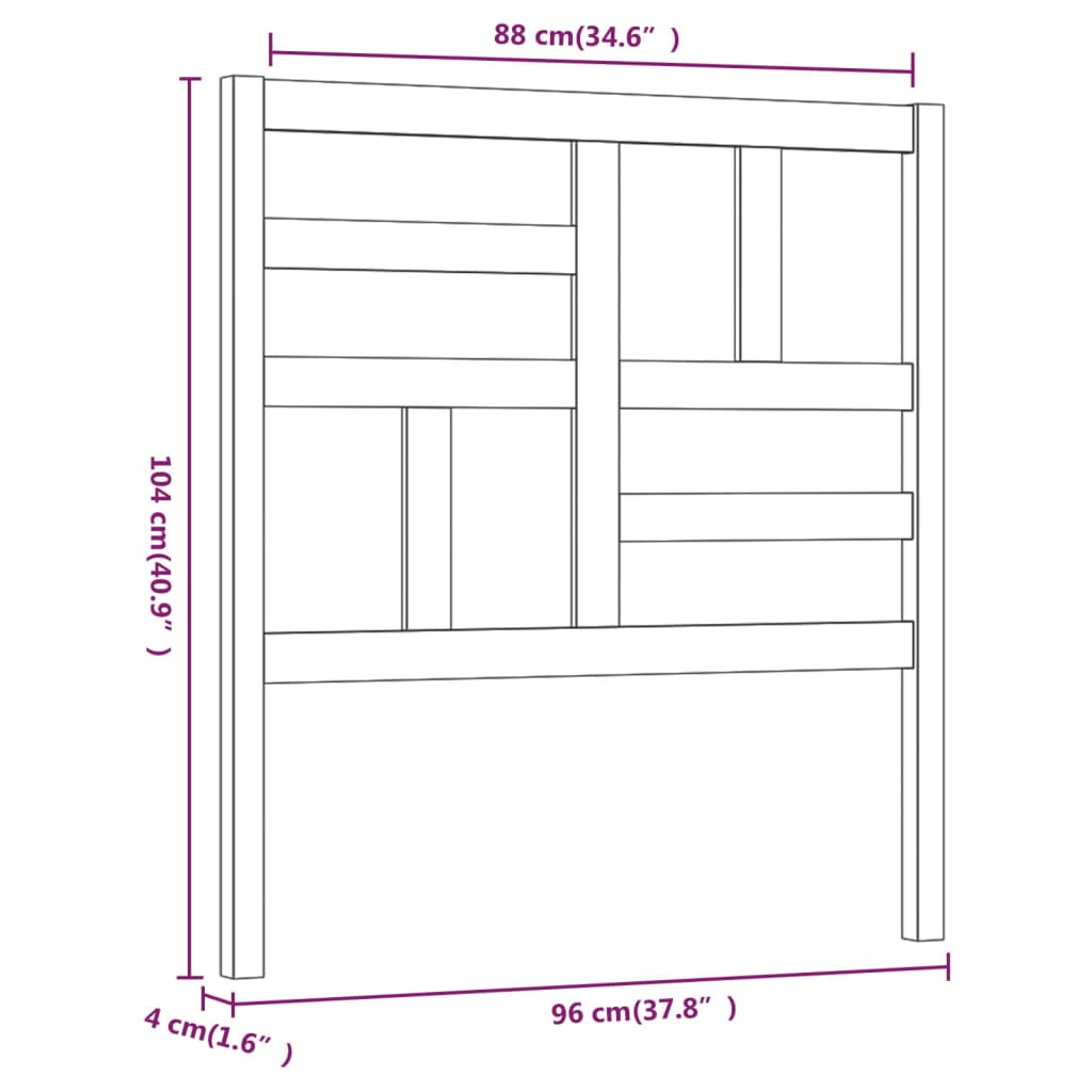 vidaXL Cabecero de cama madera maciza de pino blanco 96x4x104 cm