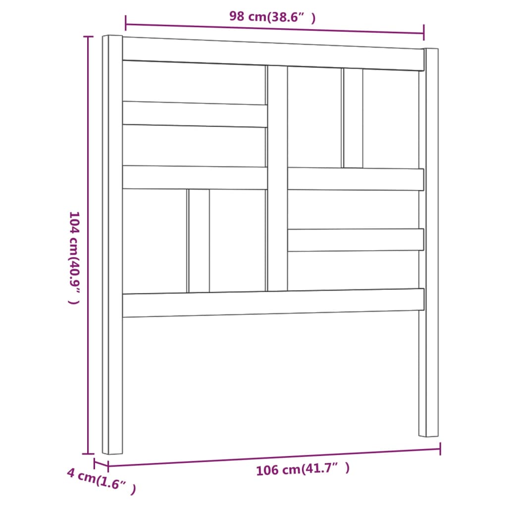 vidaXL Cabecero de cama madera maciza de pino gris 106x4x104 cm