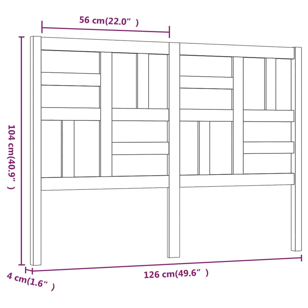 vidaXL Cabecero de cama madera maciza de pino blanco 126x4x104 cm