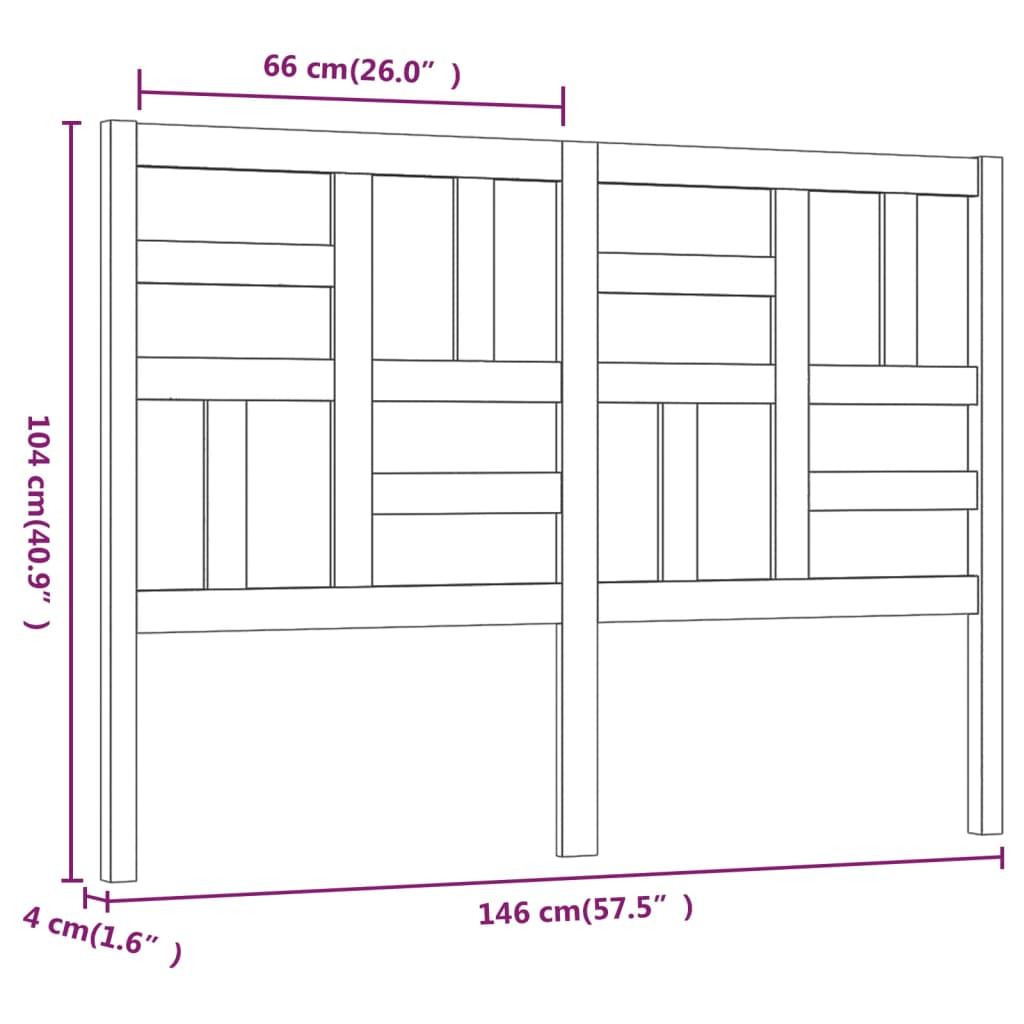 vidaXL Cabecero de cama madera maciza de pino 146x4x104 cm