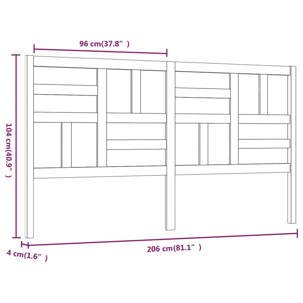 vidaXL Cabecero de cama madera maciza de pino blanco 206x4x104 cm