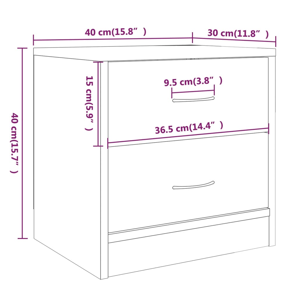 vidaXL Mesita de noche madera de ingeniería gris Sonoma 40x30x40 cm