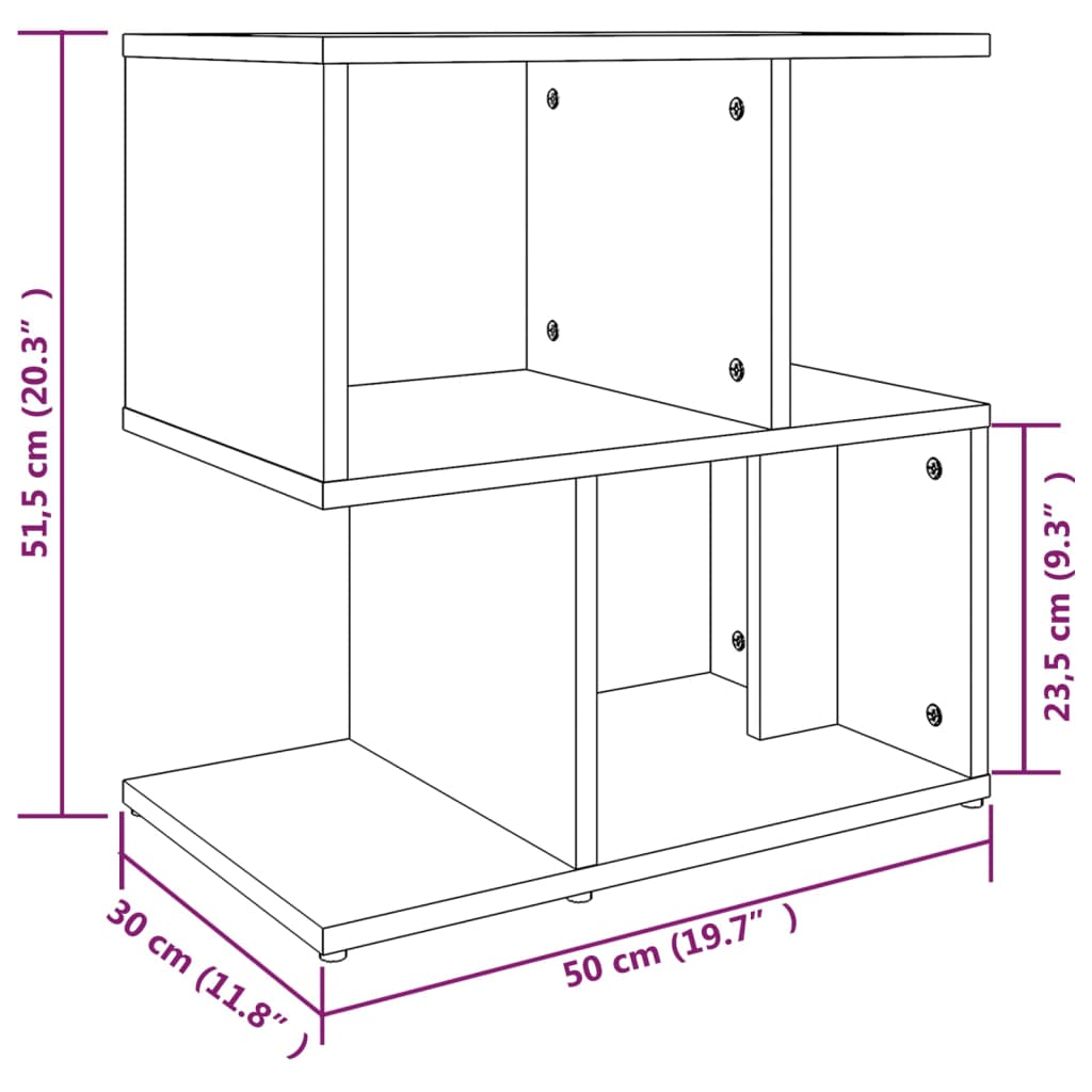 vidaXL Mesita de noche madera contrachapada roble ahumado 50x30x51,5cm