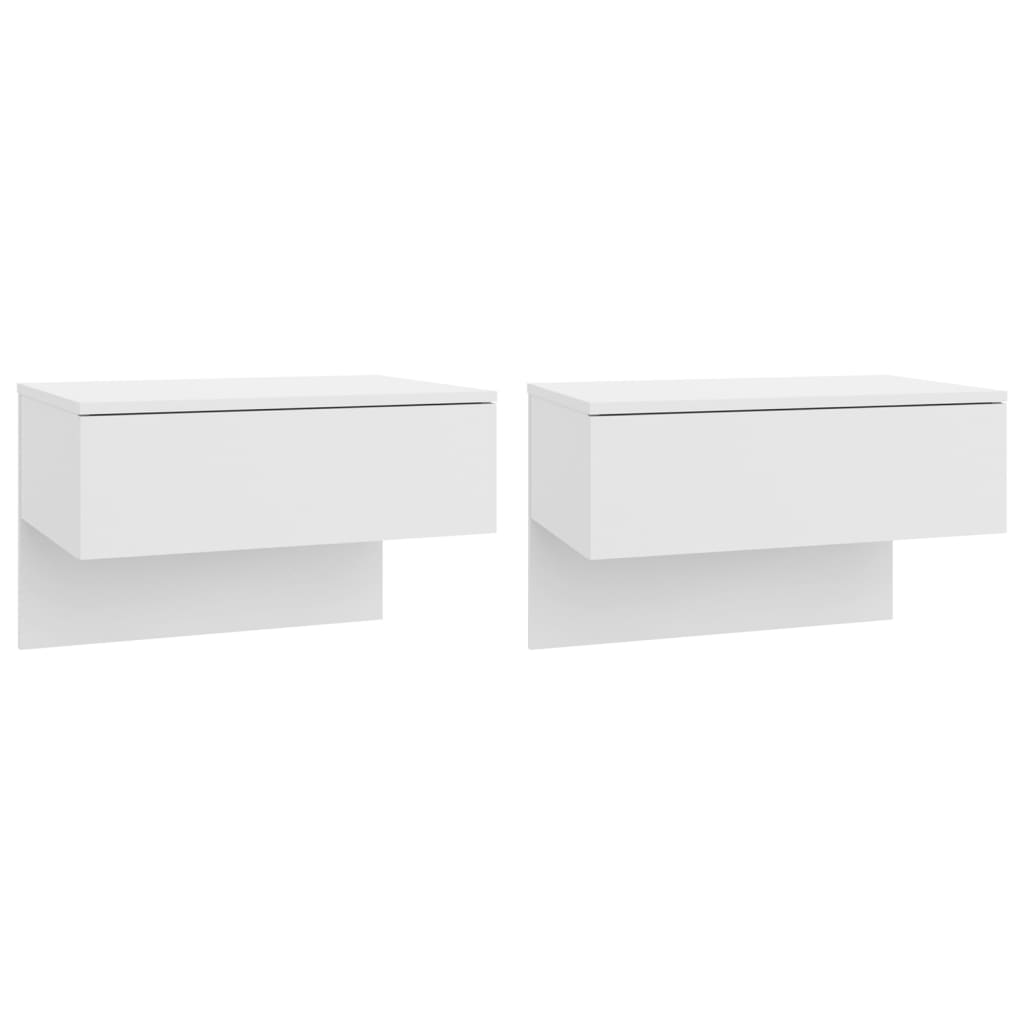 vidaXL Mesitas de noche de pared 2 unidades blanca