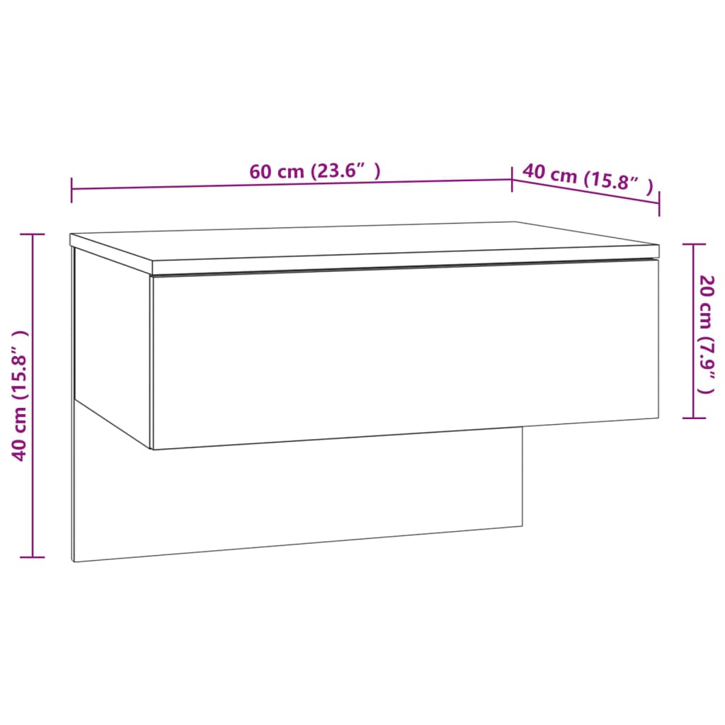 vidaXL Mesitas de noche de pared 2 unidades blanca