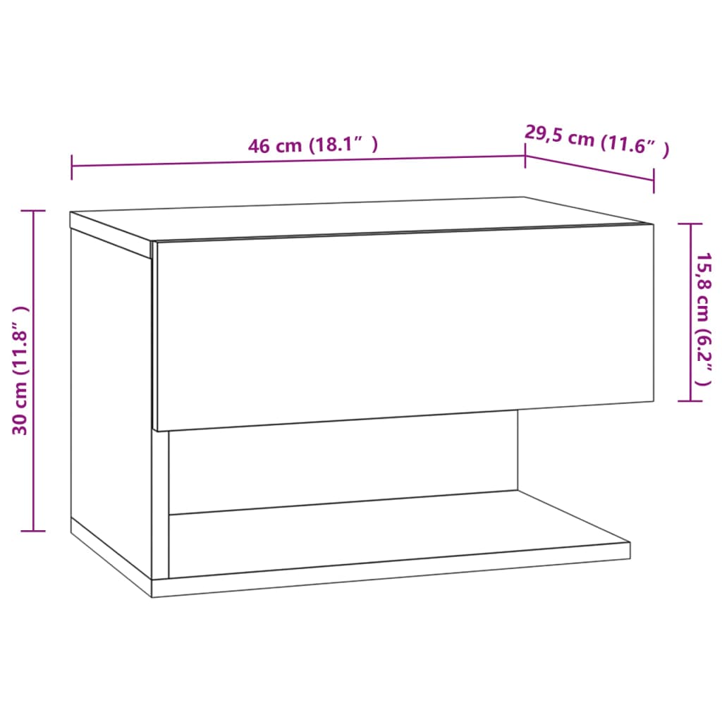 vidaXL Mesitas de noche de pared 2 unidades color gris hormigón