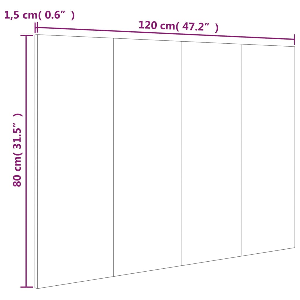 vidaXL Cabecero de cama madera contrachapada Sonoma 120x1,5x80 cm