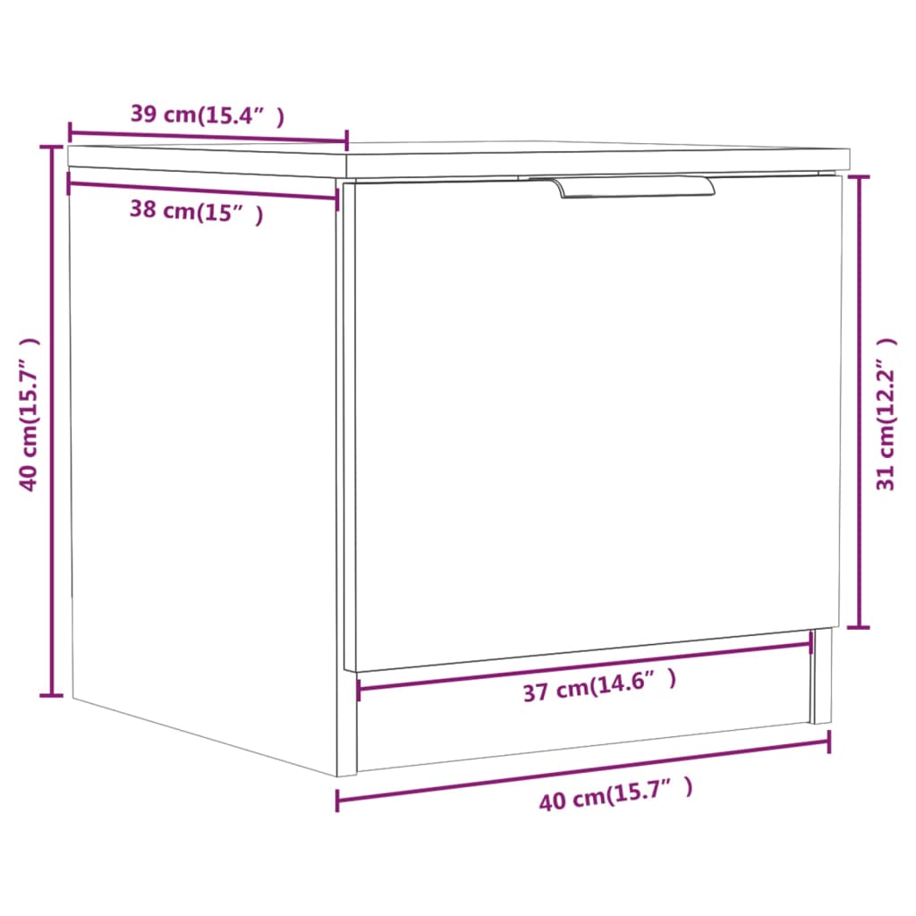 vidaXL Mesitas de noche 2 unidades color roble Sonoma 40x39x40 cm