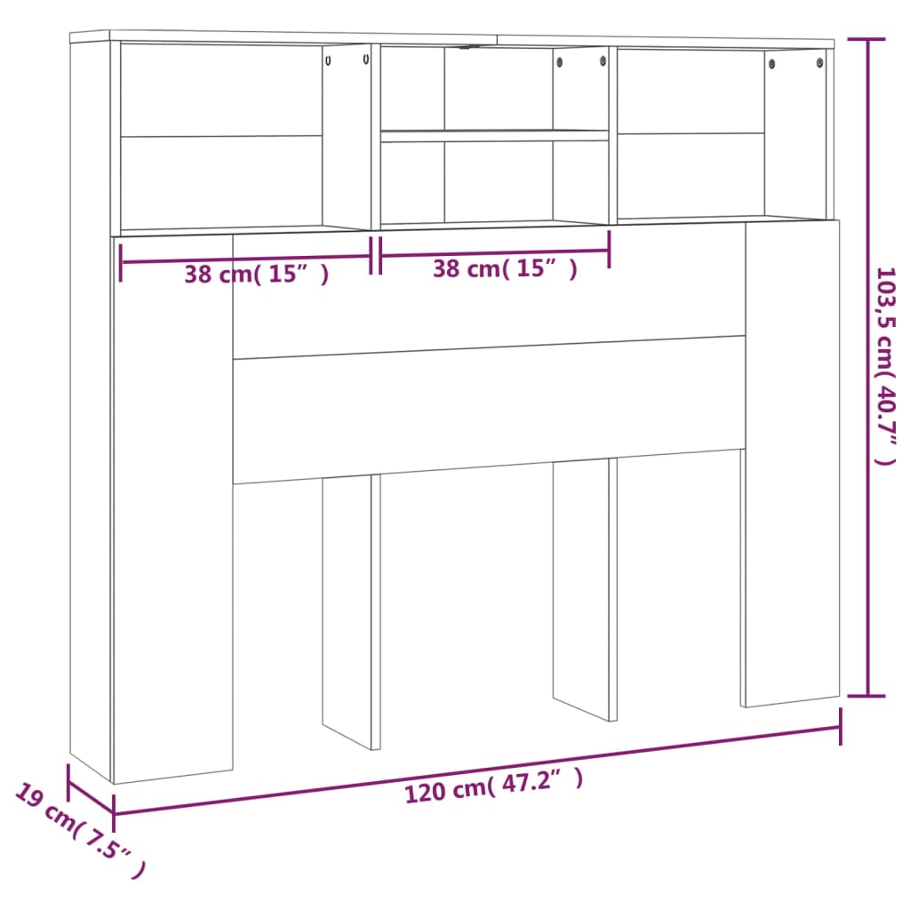 vidaXL Mueble cabecero blanco 120x19x103,5 cm