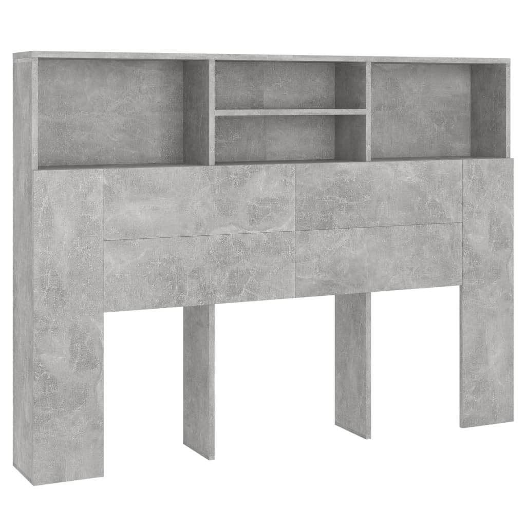 vidaXL Mueble cabecero gris hormigón 140x19x103,5 cm