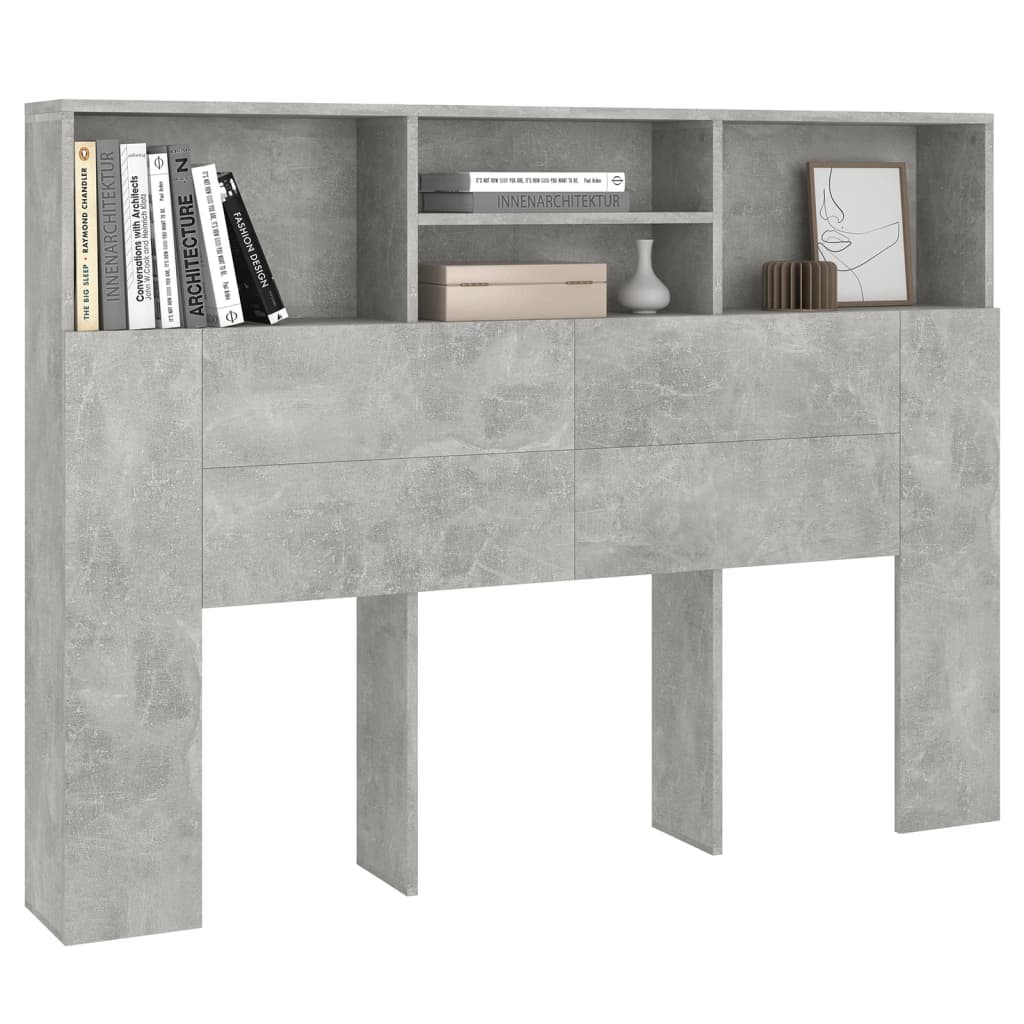 vidaXL Mueble cabecero gris hormigón 140x19x103,5 cm