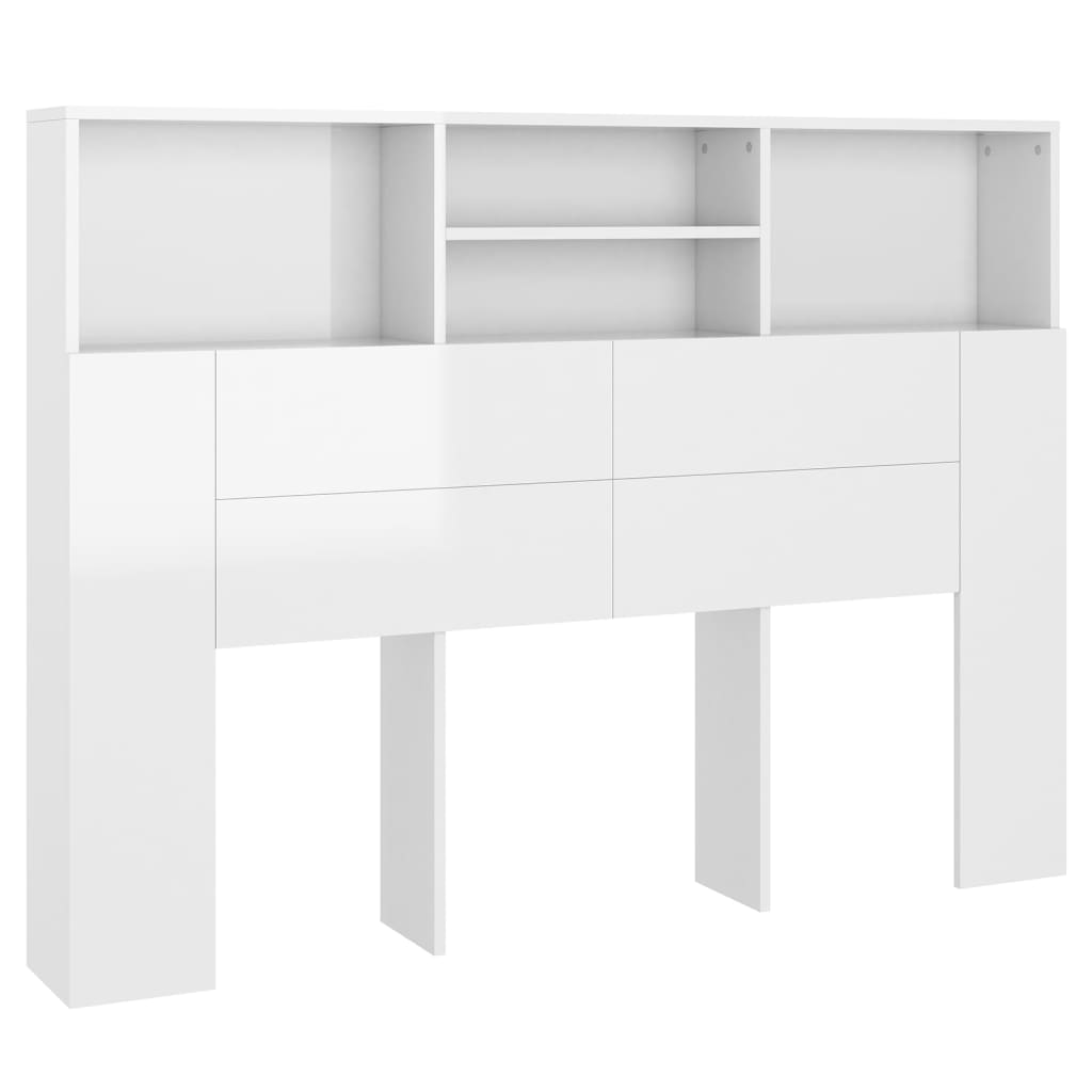 vidaXL Mueble cabecero blanco brillante 140x19x103,5 cm