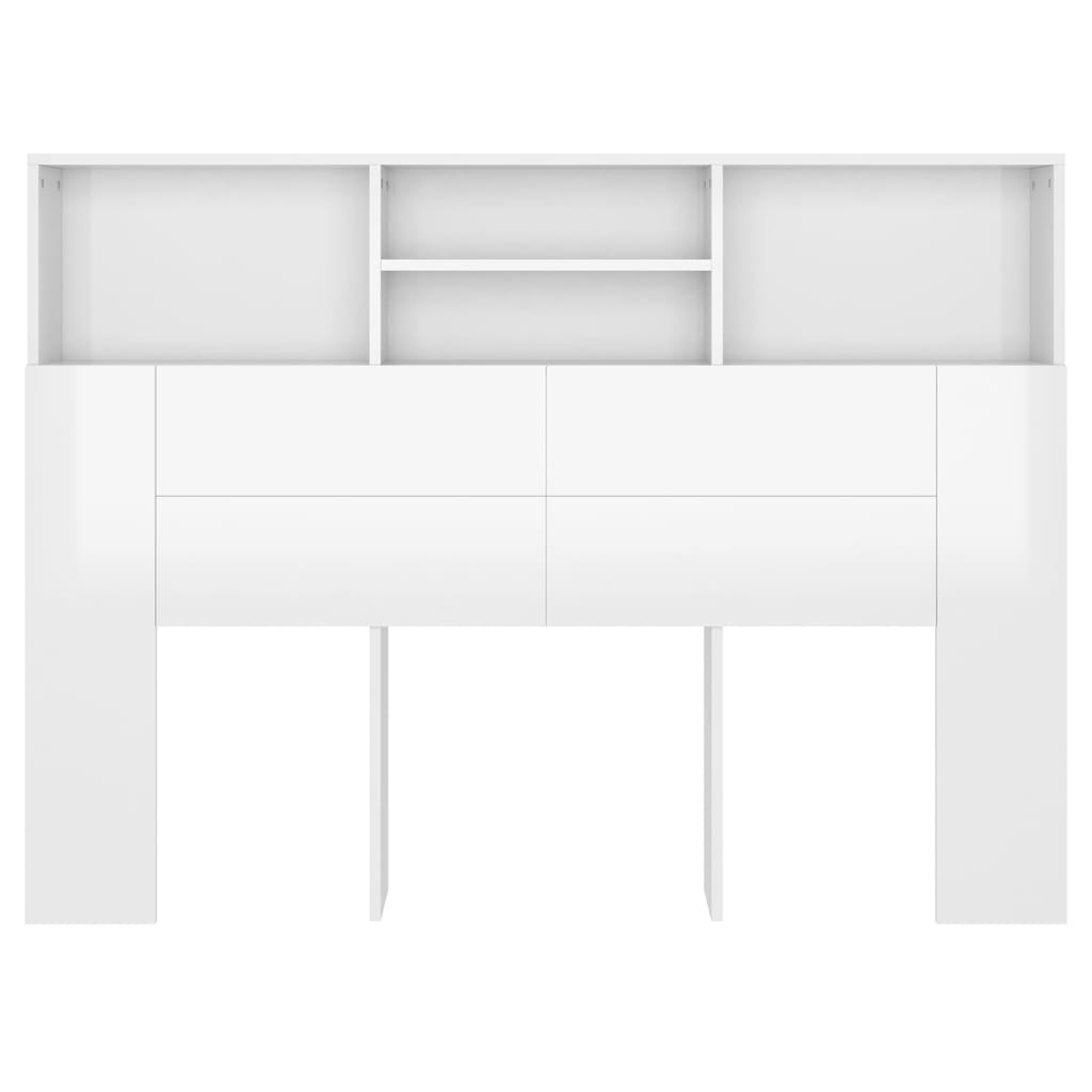 vidaXL Mueble cabecero blanco brillante 140x19x103,5 cm