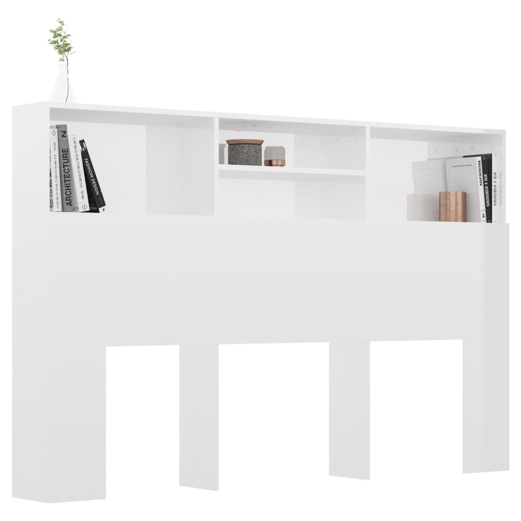 vidaXL Mueble cabecero blanco brillante 160x19x103,5 cm