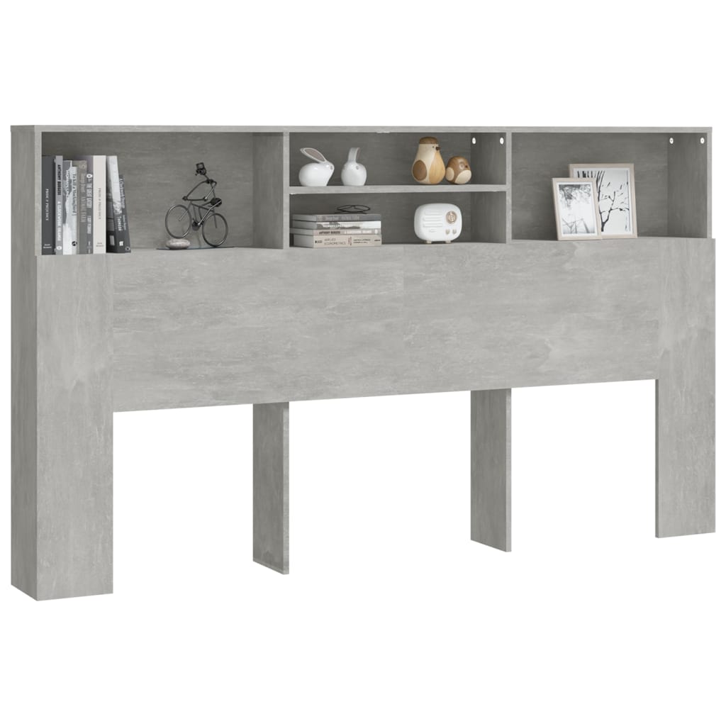 vidaXL Mueble cabecero gris hormigón 180x19x103,5 cm