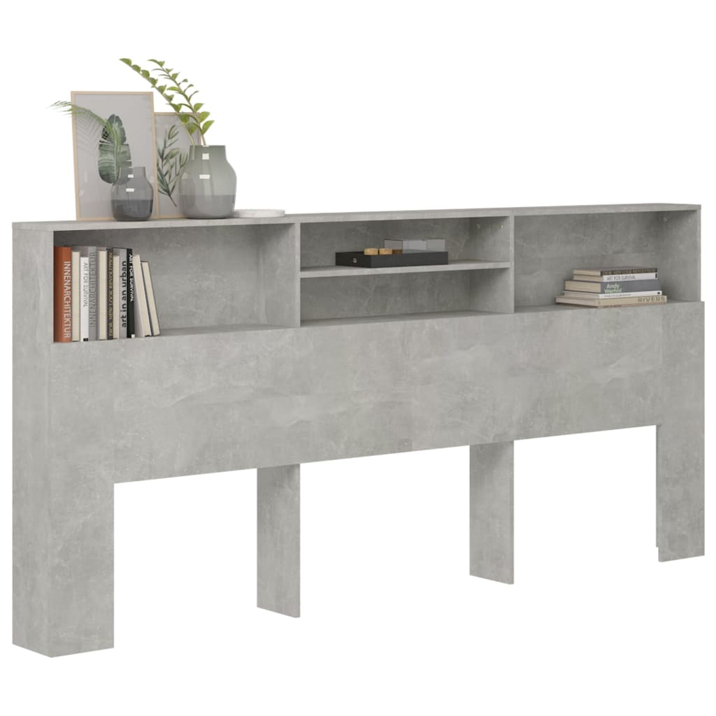 vidaXL Mueble cabecero gris hormigón 220x19x103,5 cm