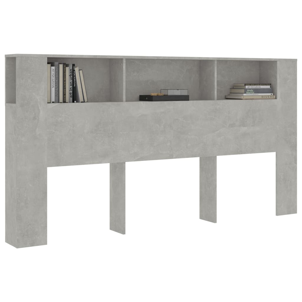 vidaXL Mueble cabecero gris hormigón 200x18,5x104,5 cm