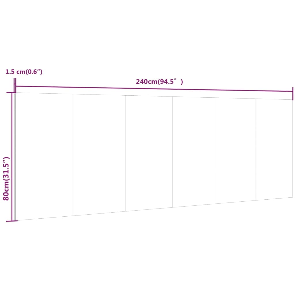 vidaXL Cabecero pared madera contrachapada roble marrón 240x1,5x80 cm