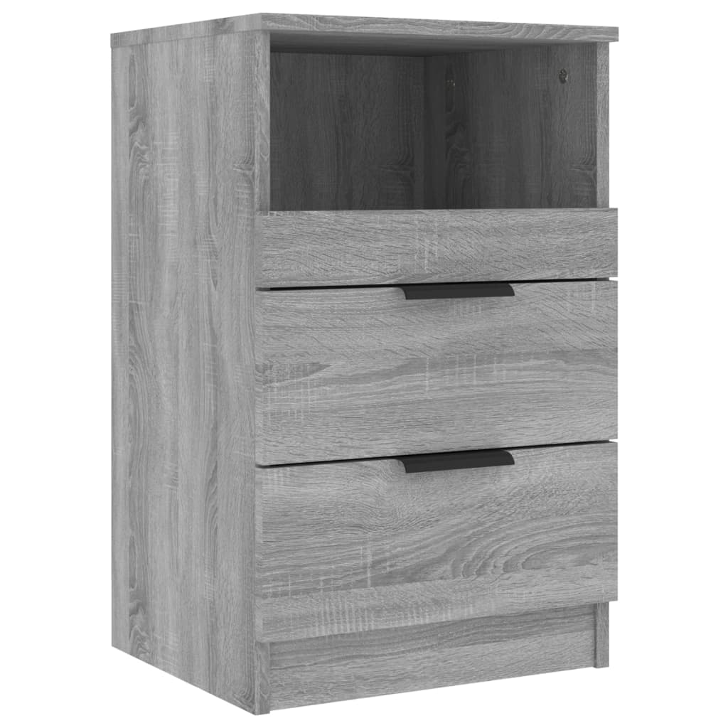 vidaXL Mesitas de noche 2 uds madera contrachapada gris Sonoma