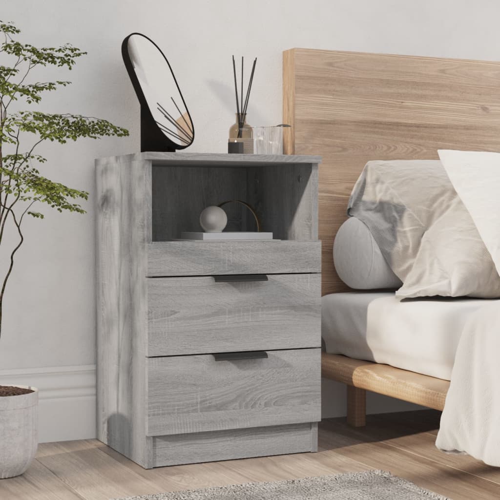 vidaXL Mesitas de noche 2 uds madera contrachapada gris Sonoma