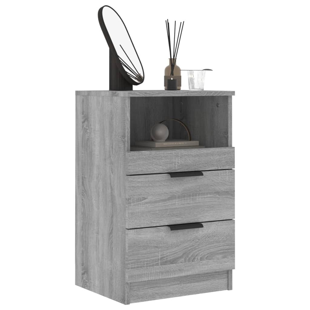 vidaXL Mesitas de noche 2 uds madera contrachapada gris Sonoma