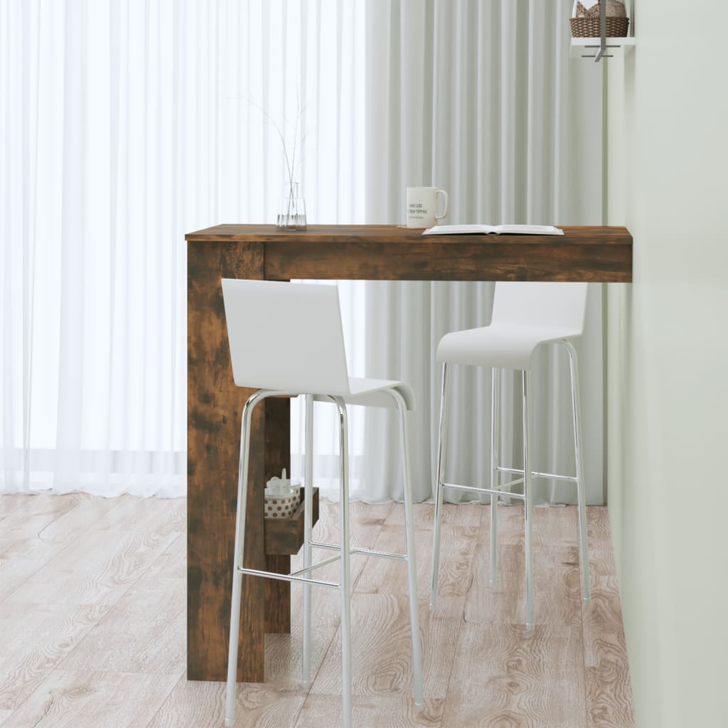 vidaXL Mesa de bar de pared contrachapada roble ahumado 102x45x103,5cm