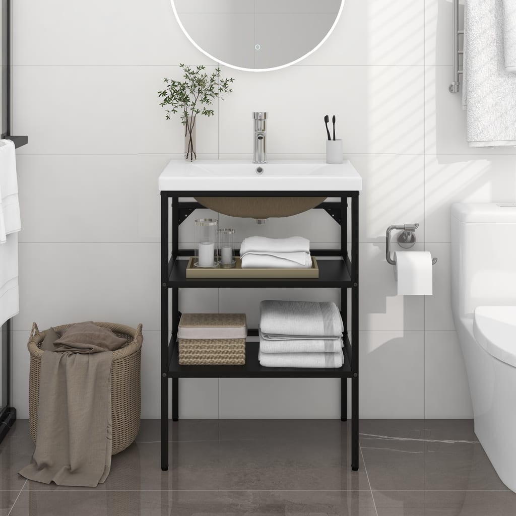 vidaXL Estructura de baño con lavabo incorporado hierro negro