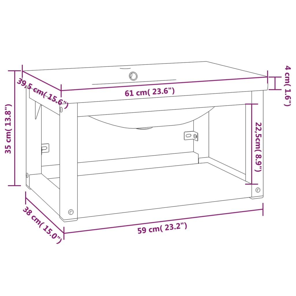 vidaXL Estructura de baño con lavabo incorporado hierro blanco