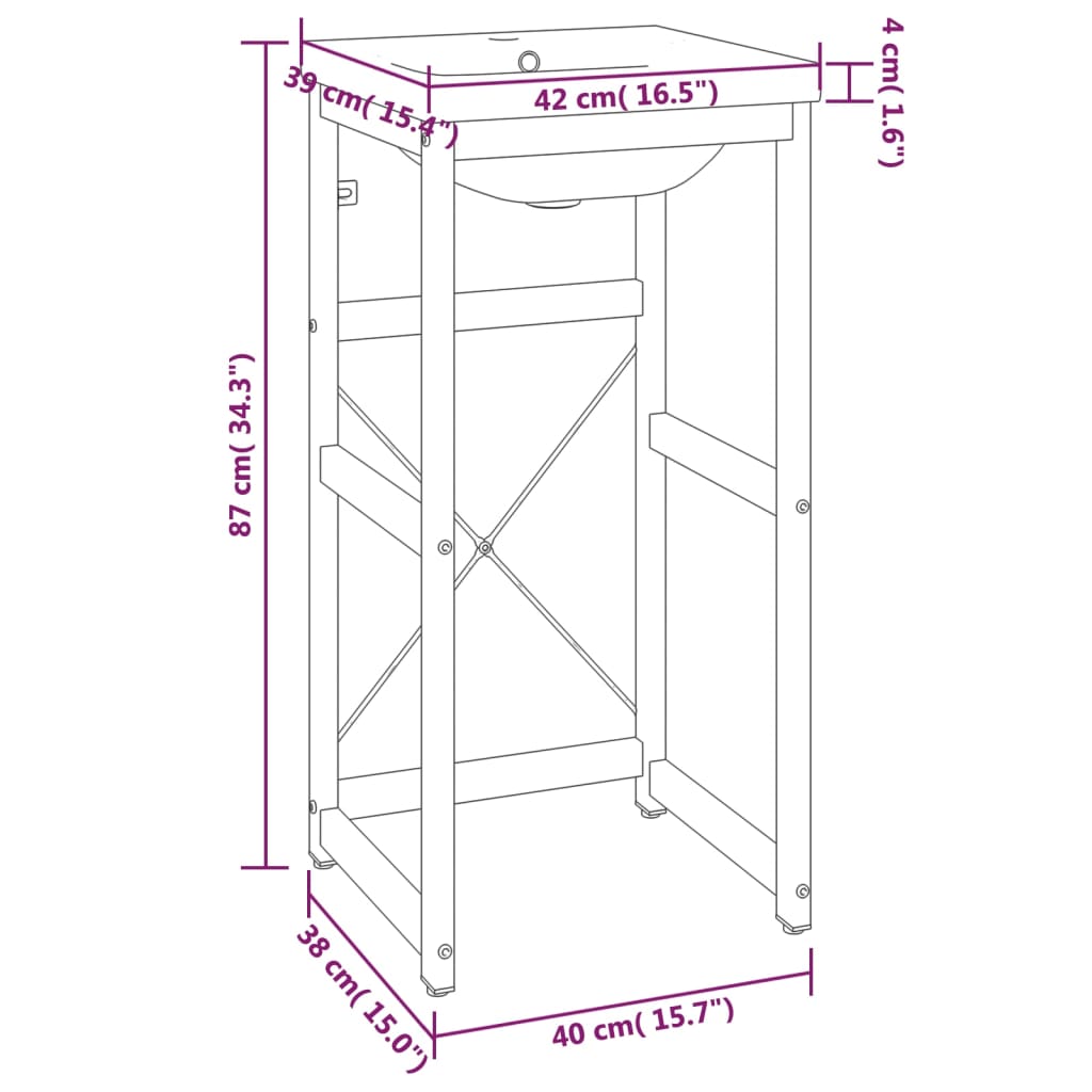 vidaXL Estructura de baño con lavabo incorporado hierro blanco