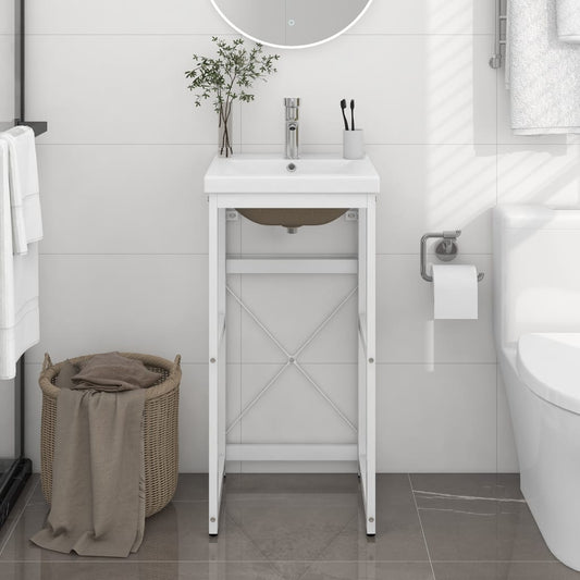 vidaXL Estructura de baño con lavabo incorporado hierro blanco